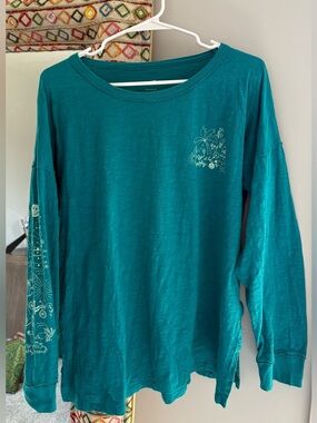 NATURAL LIFE Teal Long-Sleeve Doodle Tee